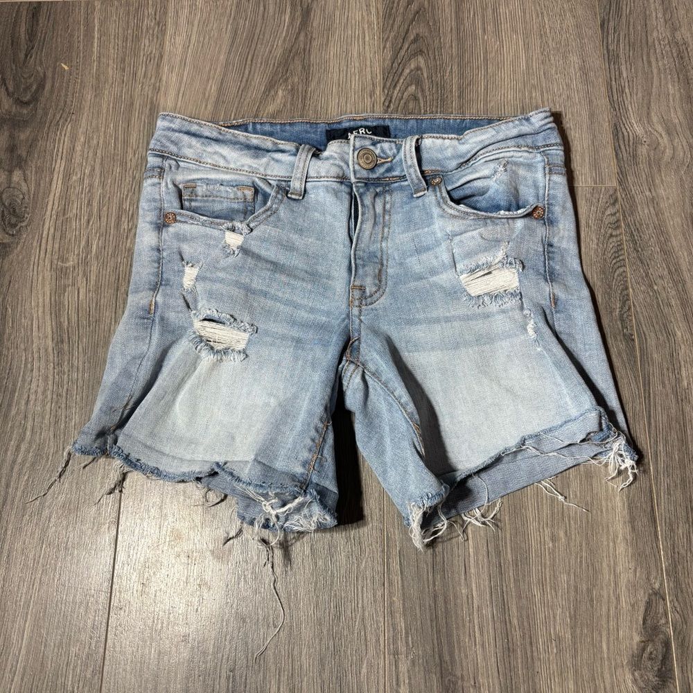 Aero Distressed Blue Jean Shorts EPC Size 6 Low Rise Midi Excellent preloved con